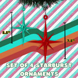 Starbursts Ornaments - Red & Green 4 Pack