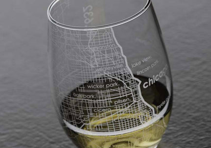 Chicago Map Stemless Wine Glass