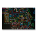 Neon Neighborhood Map of Chicago 22" X 28" Poster