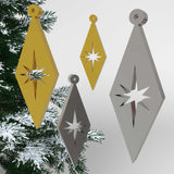 Retro Diamond Ornaments - Silver & Gold 4 Pack