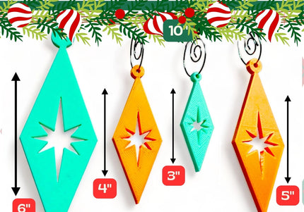 Retro Diamond Ornaments - Silver & Gold 4 Pack