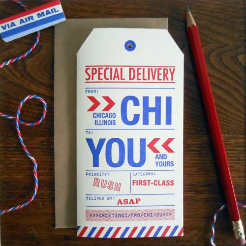 Chicago Luggage Tag Greeting Card