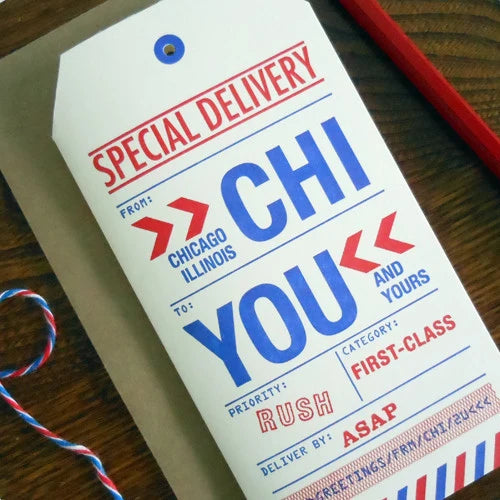 Chicago Luggage Tag Greeting Card