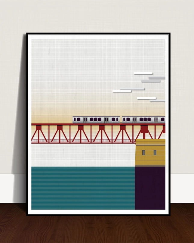 Chicago El at River Bridge 11X14 Print