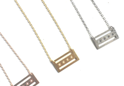 Chicago Flag Necklace in Rose Gold