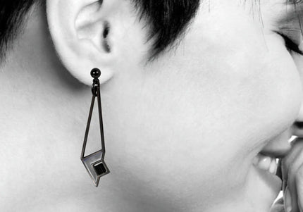 Frank Lloyd Wright Dana House Art Glass Earrings in Black