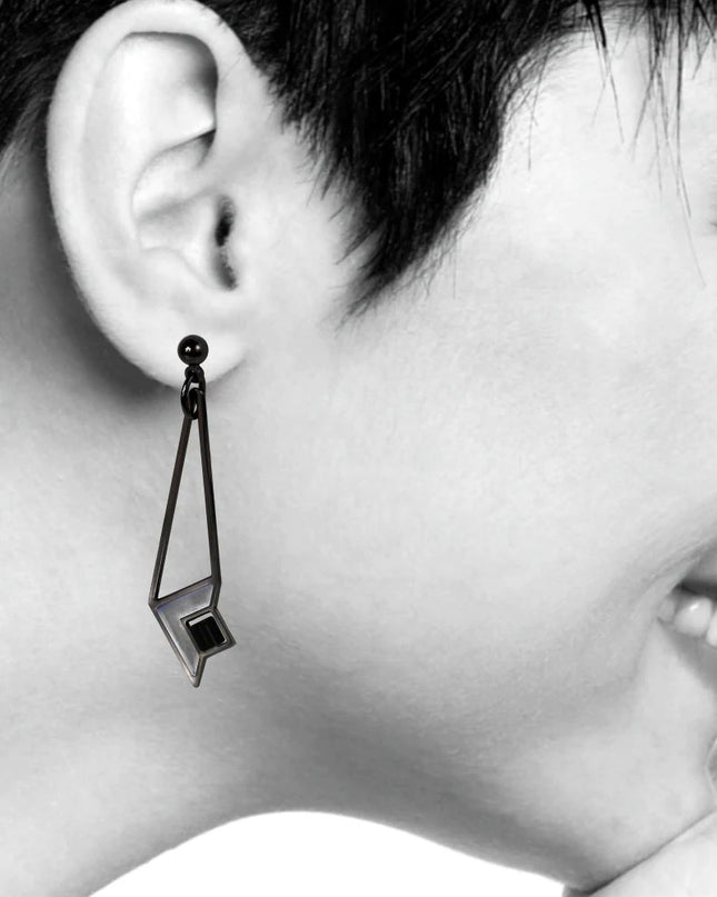 Frank Lloyd Wright Dana House Art Glass Earrings in Black