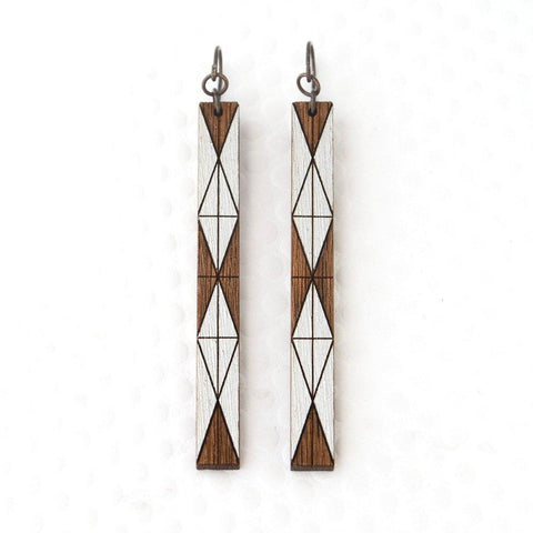 Mies Earring Walnut & Platinum