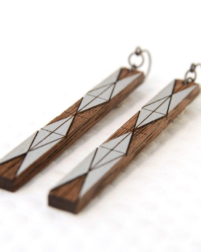 Mies Earring Walnut & Platinum