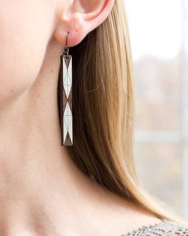 Mies Earring Walnut & Platinum