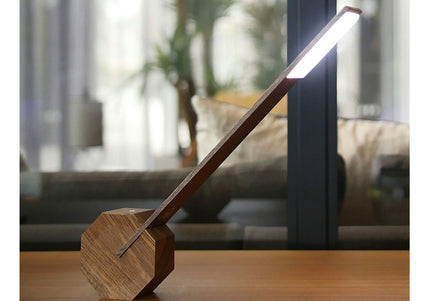 Octagon Portable Desk Light in Walnut