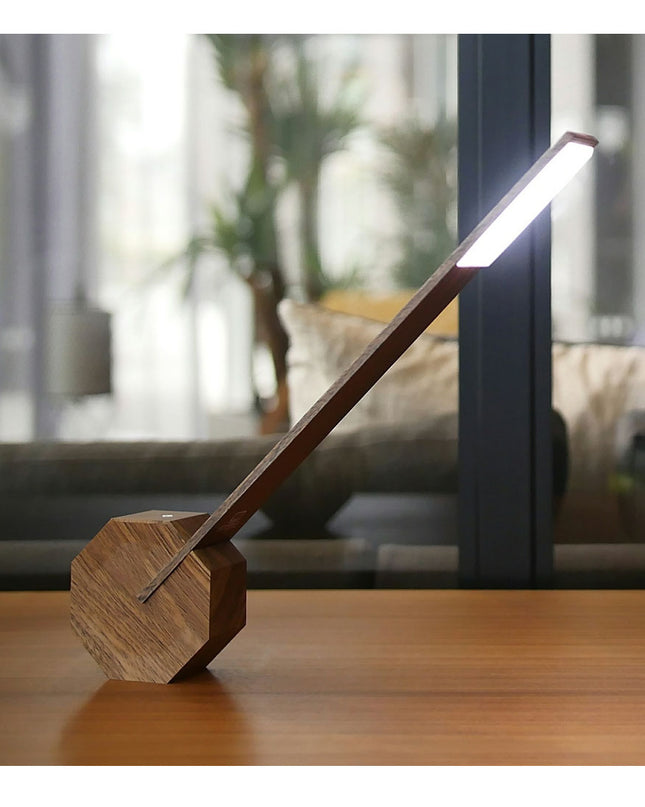 Octagon Portable Desk Light in Walnut