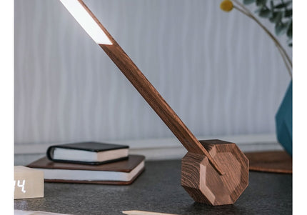 Octagon Portable Desk Light in Walnut