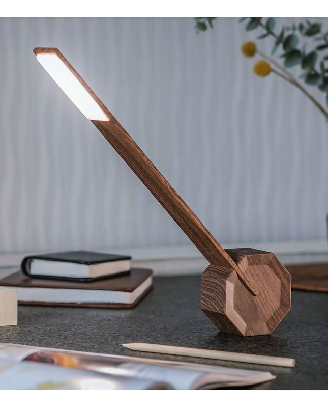 Octagon Portable Desk Light in Walnut
