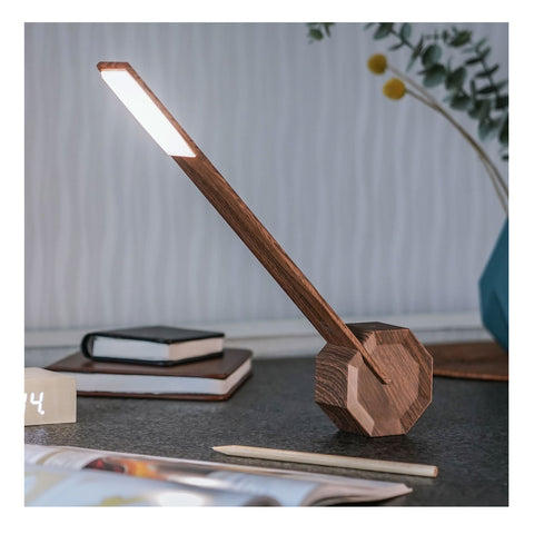 Octagon Portable Desk Light in Walnut