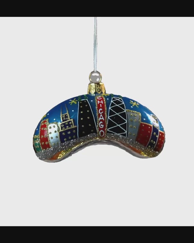 Chicago Skyline Bean Glass Ornament