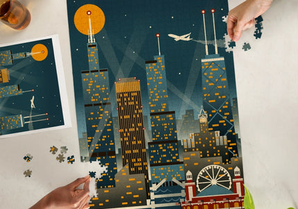 Chicago Retro Skyline Jigsaw Puzzle