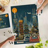 Chicago Retro Skyline Jigsaw Puzzle