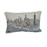 Embroidered Skyline Throw Pillow- Cream