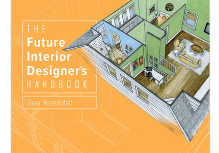 Cover of 'The Future Interior Designer's Handbook' featuring an illustration of an interior design layout with furniture and architectural details.
