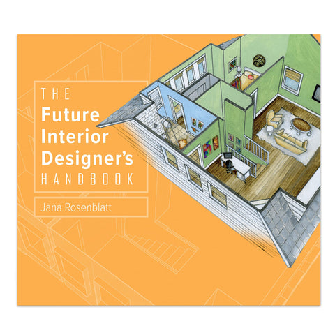 Cover of 'The Future Interior Designer's Handbook' featuring an illustration of an interior design layout with furniture and architectural details.