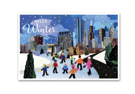 Chicago Ice Skating Fun Holiday Cards - Set of 8