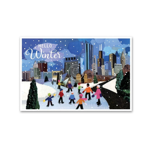 Chicago Ice Skating Fun Holiday Cards - Set of 8