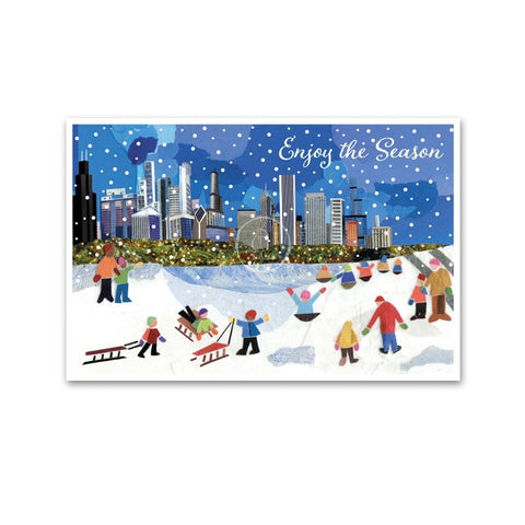 Chicago Sledding Holiday Cards - Set of 10